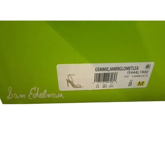 BRAND NEW*Sam Edelman Gemmie Sandals in Amber Gold Metallic Leather - Picture 4 of 4